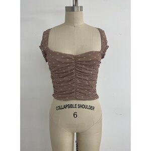 Zara mesh ruched polka dot print top-Small